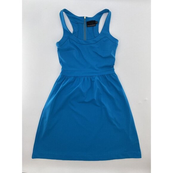Cynthia Rowley Women’s Aqua Blue Zip Back Nylon Blend Sleeveless Dress Size XS‎ - Picture 3 of 10